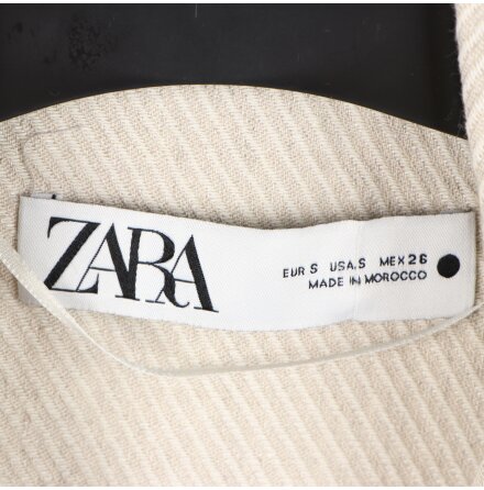 Zara - Midjekort beige-och ljusrandig kavaj - stl. S