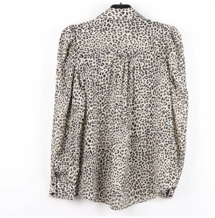 Zara - Tunn leopardmnstrad blus med axelvaddar - stl.XS