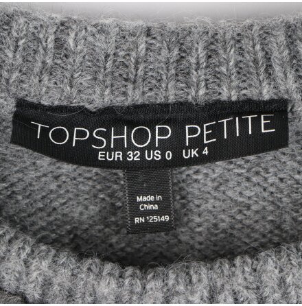 Topshop Petite - Stickad trja med plsimitation - stl. 32