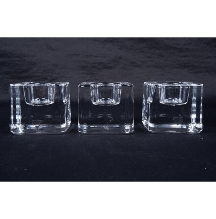 Orrefors - Gran Wrff - Ice Cube - ljushllare i klar kristall - 3st