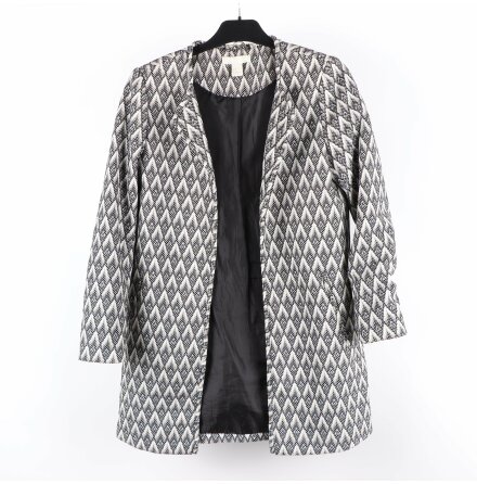 H&amp;M - Black&amp;White Collarles Coat with Weaved Textured Chevrons - stl. 36