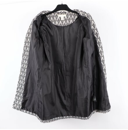 H&amp;M - Black&amp;White Collarles Coat with Weaved Textured Chevrons - stl. 36