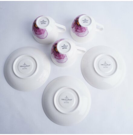 Villeroy &amp; Boch - Rose Garden - Kaffekopp med fat - 3st