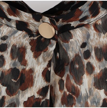 Isay - Siw Blouse - Leopardmnstrad genomsynlig blus med glitter - stl. XS 