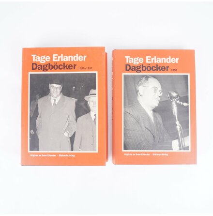 2x Tage Erlander - Dagbcker 1950-1951 &amp; 1952 - Utgivna av Sven Erlander - Biografier &amp; Memoarer