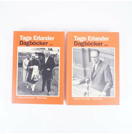 2x Tage Erlander - Dagbcker 1957 &amp; 1958 - Utgivna av Sven Erlander - Biografier &amp; Memoarer