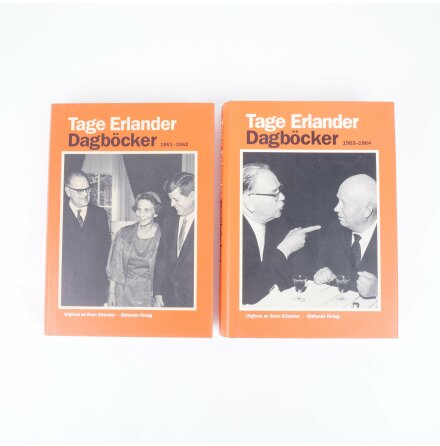 2x Tage Erlander - Dagbcker 1961-1962 &amp; 1963-1964 - Utgivna av Sven Erlander - Biografier &amp; Memoarer