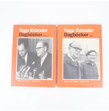 2x Tage Erlander - Dagbcker 1965 &amp; 1969 - Utgivna av Sven Erlander - Biografier &amp; Memoarer