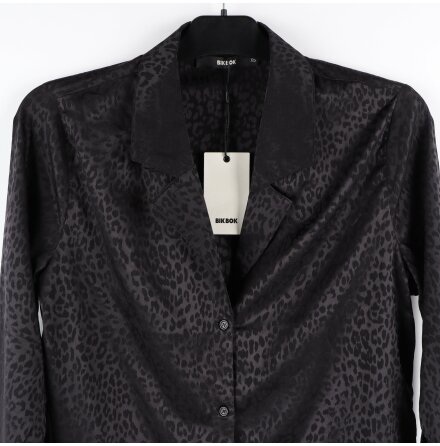 Bik Bok - Svart blus - Leopardmnster - stl. XS