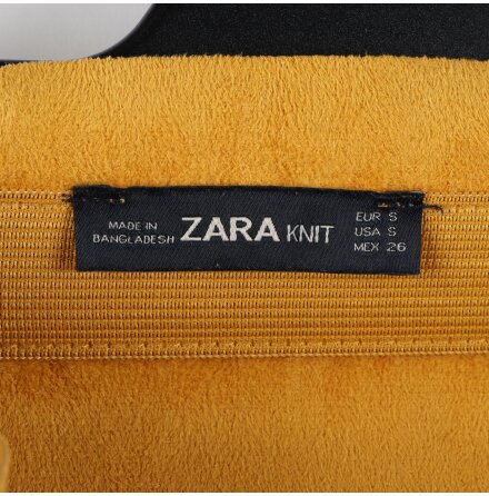 Zara knit - Gul kort kjol med knappar - stl.S