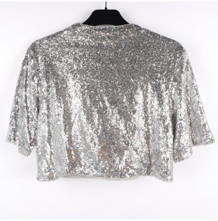 H&amp;M - Silverfrgad topp med paljetter - stl. XS