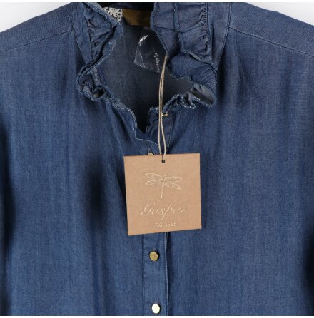 Gaspar - Jacqueline SS - Denim blus med volanger - stl. L