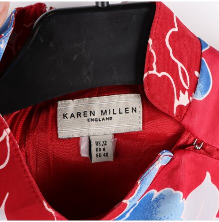 Karen Millen - Rd klnning med blommor - stl.40