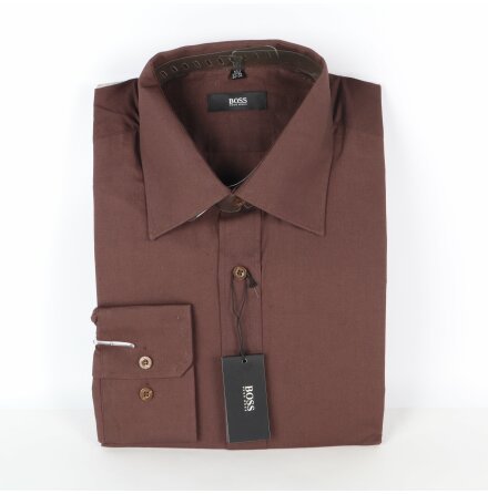 Hugo Boss - Brun skjorta med lng rm - stl. L