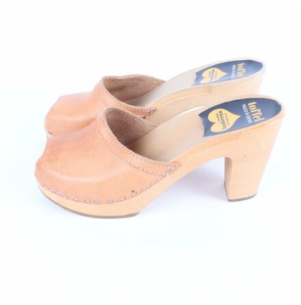 Swedish Hasbeens - Ljusbruna peep-toe trskor med klack - stl.38