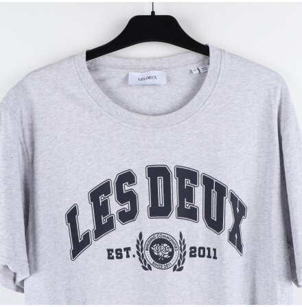 Les Deux - Ljusgr T-shirt med tryck - stl.XL