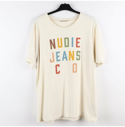 nudie Jeans co - Vit Tshirt - stl. XL