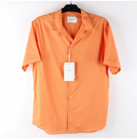 Les Deux - Orange kortrmad skjorta - stl. L