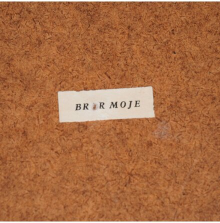 Bror Moje - Spegel med mssing karm och lder hngare - Diameter: 38cm
