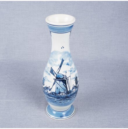 Delft Blue Holland - Handmlad vas - Bl &amp; Vit 