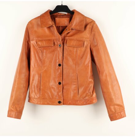 Brun Skinnjacka - Genuine leather - Buffelskinn - stl. 38/40