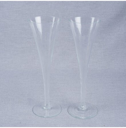 2st handblsta champagneglas - H: 25cm