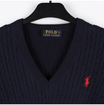 Ralph Lauren - Bl kabelstickad trja - stl. L