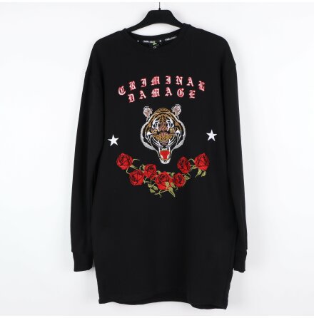 Criminal Damage - Lng Sweatshirt med tigertryck - stl. S