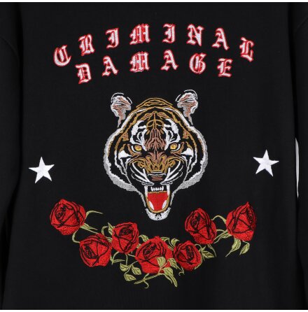 Criminal Damage - Lng Sweatshirt med tigertryck - stl. S