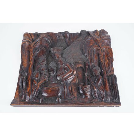 NGELE - Afrikansk trsnideri i relief - Vggdekoration - 30x26cm