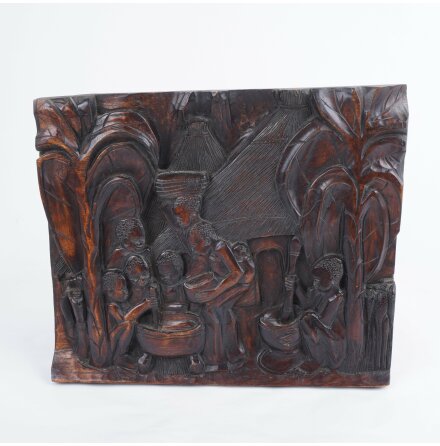 NGELE - Afrikansk trsnideri i relief - Vggdekoration - 30x26cm