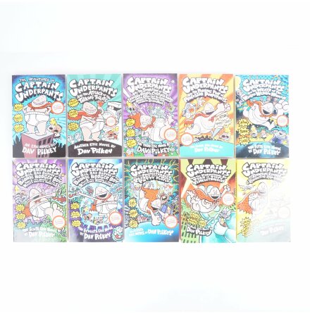 Bokpaket - Dav Pilkey - Captain Underpants - 10st bcker