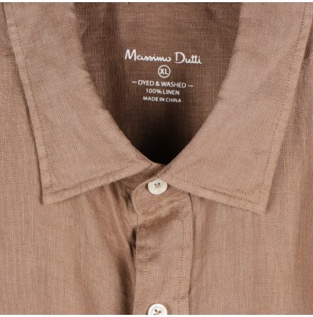 Massimo Dutti - Brun linneskjorta - stl. XL