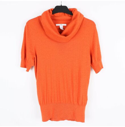 H&amp;M - Orange stickad topp med stor polokrage - stl.44