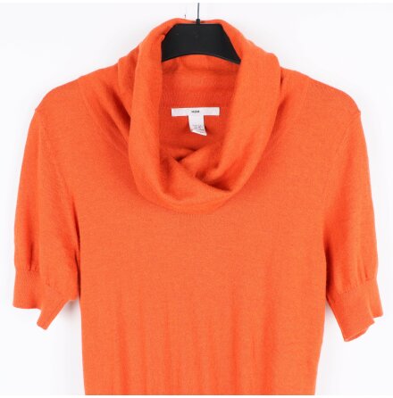 H&amp;M - Orange stickad topp med stor polokrage - stl.44