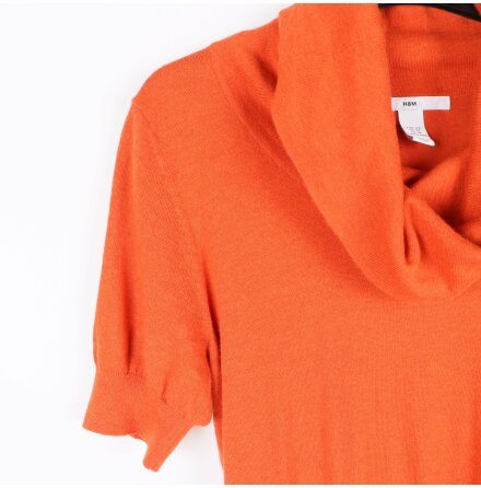 H&amp;M - Orange stickad topp med stor polokrage - stl.44