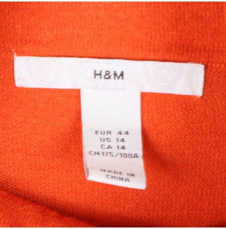 H&amp;M - Orange stickad topp med stor polokrage - stl.44