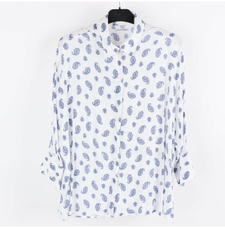 The shirt factory - Vit blus med bltt mnster - stl.40