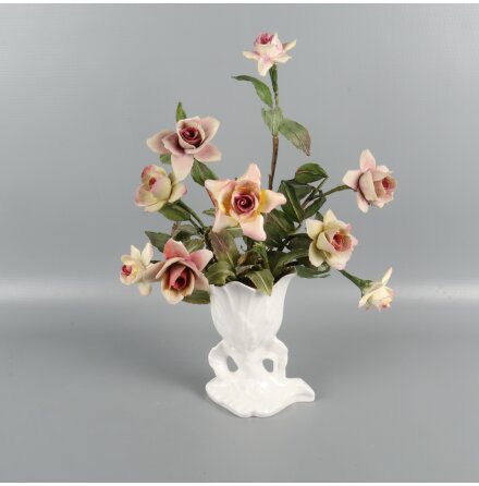 Fine bone China crown - Staffordshire - Vas med rosor i porslin